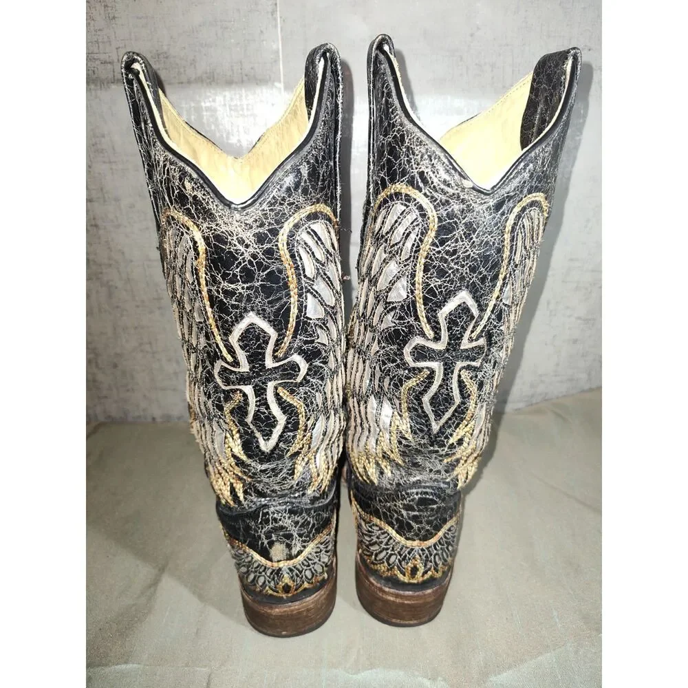 Corral Winged Cross Distressed Women's Western Boots Sz 6M